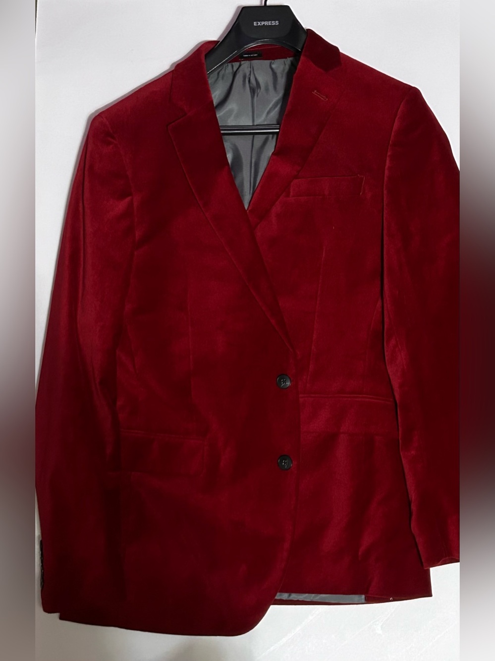 J. Ferrar Slim Men's Red Velvet Blazer - Tailored Two-Button Jacket